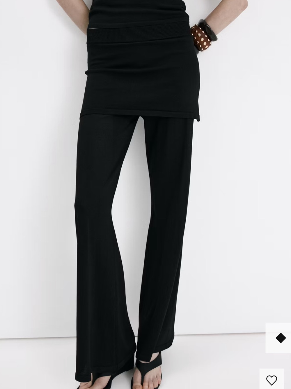 Mango Black Layered Maxi Skirt COMBINED KNIT PANTS 7139